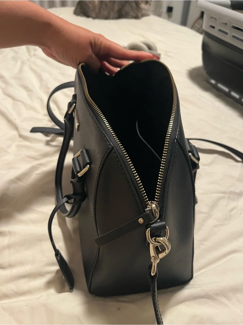 kate spade Black Pebbled Leather Satchel with Crossbody Strap